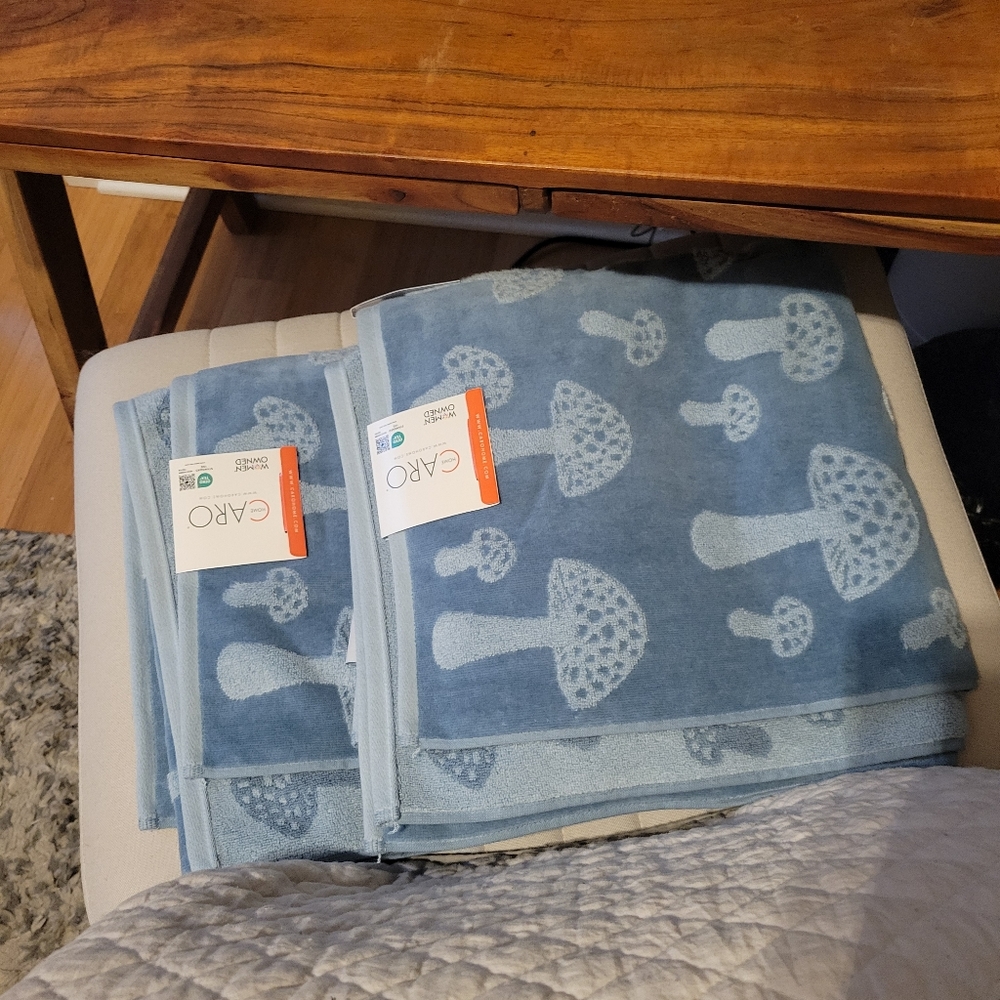 NWT Set of 2 Caro Mushroom Bath Towels